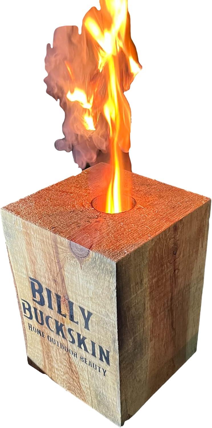 image1 Log Fire Wood Log Swedish Torch Fire Log wFatwood Fire Starter Sticks for Backyard Outdoor Campfire Firepit Bonfires ampamp Fireplace Fire Log Camping Essential by Billy Buckskin Co 7x7x10 inches