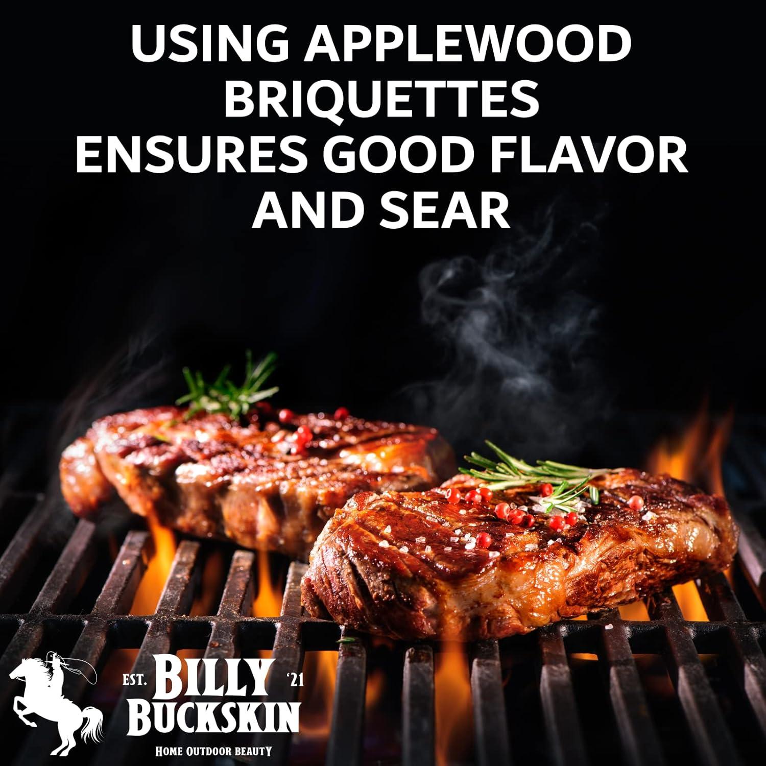 image13 Lb Oak ampamp Applewood Charcoal Briquettes for Smoking Beef Pork Fish Steaks Ribs ampamp More 100 AllNatural Quick ampamp Easy Lighting for Outdoor BBQ Smoker Tailgating Camping by Billy Buckskin Co13 Lb Bag