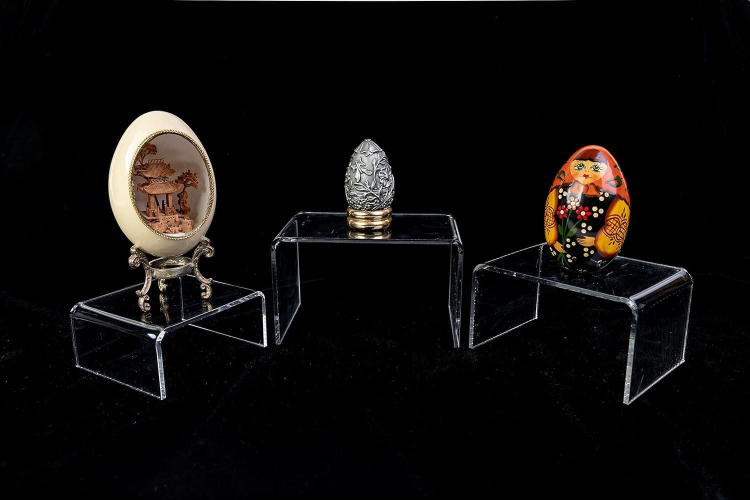 image6 Piece Clear Acrylic Risers Clear Display Stand for Jewelry Food and Collectibles Action Figurine Shelf Display Clear Tiered Display Stand