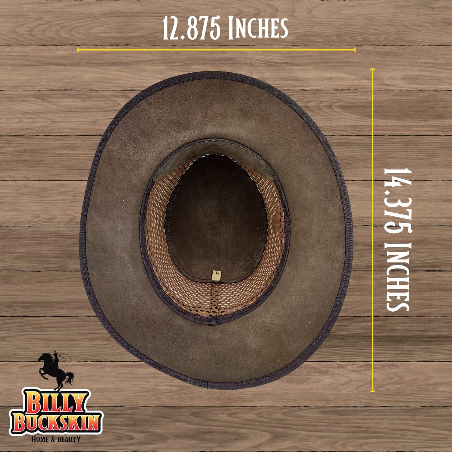 imageBILLY BUCKSKIN HOME ampamp BEAUTY Suede Leather Hat Safari Hat with Mesh Sides Rich Brown