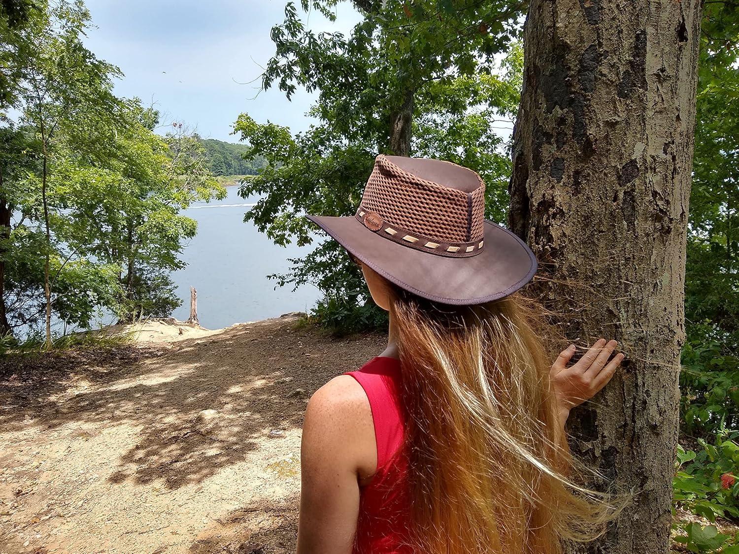 imageBILLY BUCKSKIN HOME ampamp BEAUTY Suede Leather Hat Safari Hat with Mesh Sides Rich Brown