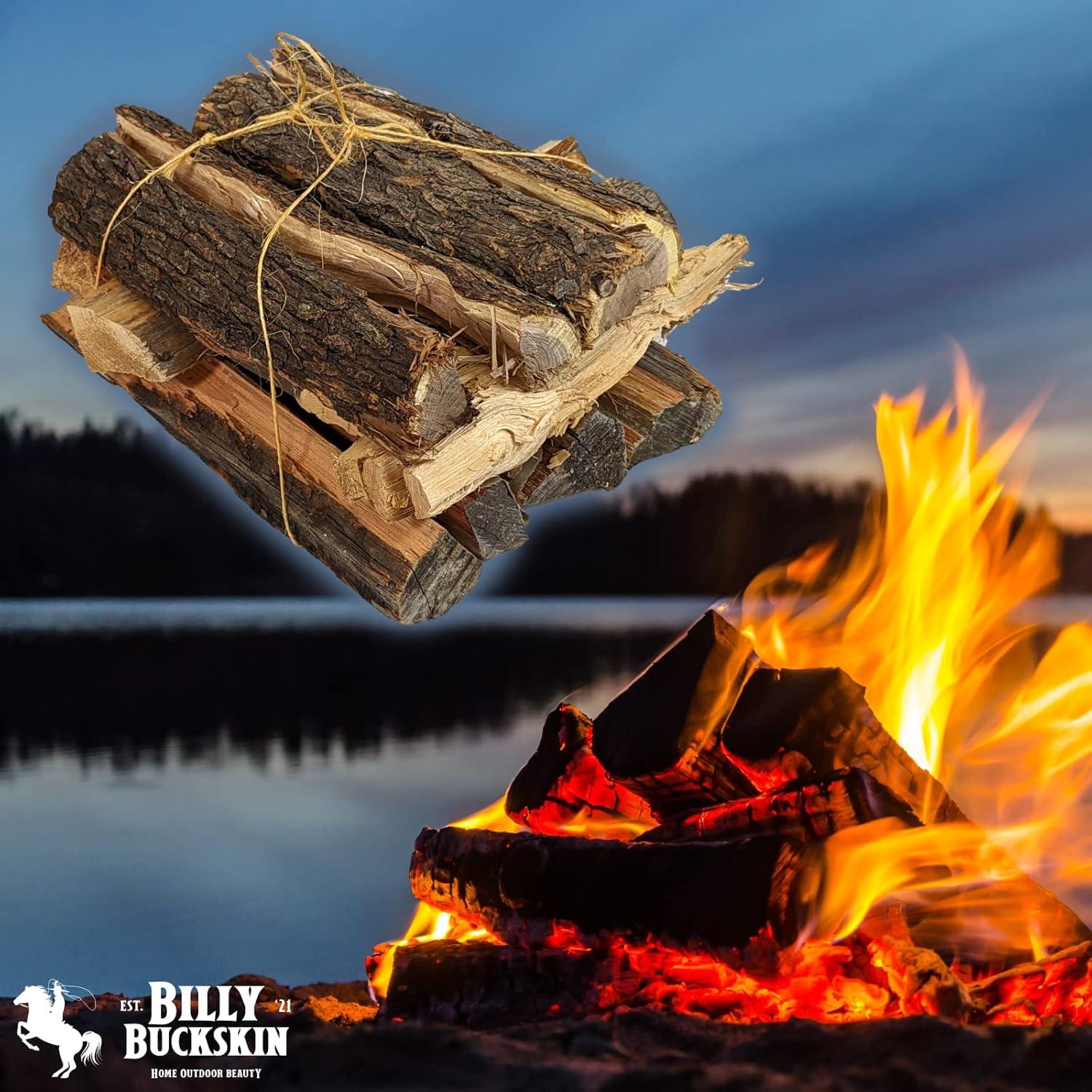 imageBilly Buckskin 18 LB Juniper Firewood Bundle Aromatic ampamp Seasoned Wood Logs with Fatwood Starter Sticks for Fire Pit Campfire Fireplace Wood Stoves and Outdoor GrillingOak Firewood