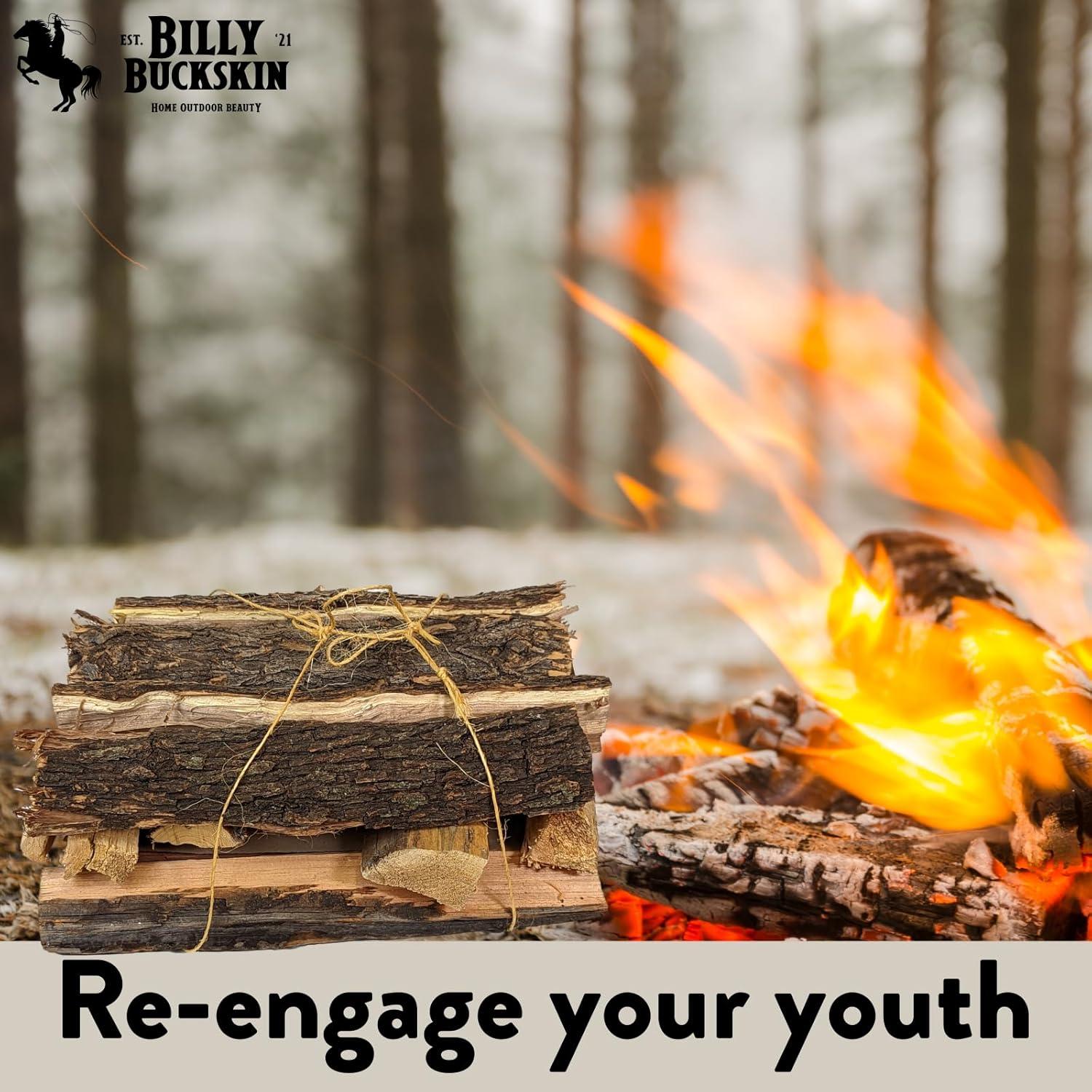 imageBilly Buckskin 18 LB Juniper Firewood Bundle Aromatic ampamp Seasoned Wood Logs with Fatwood Starter Sticks for Fire Pit Campfire Fireplace Wood Stoves and Outdoor GrillingOak Firewood
