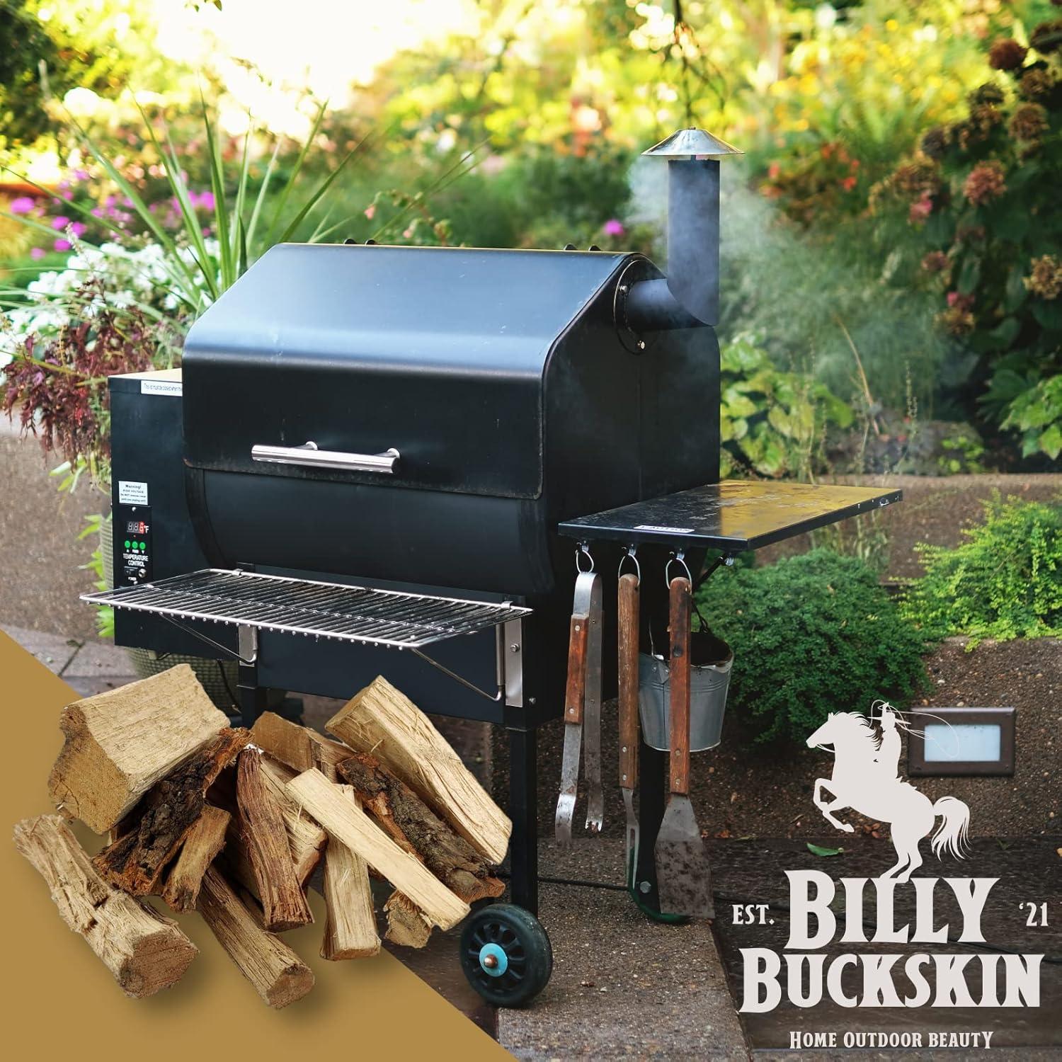 imageVariety Pack Wood Chunks for Smoking Wood Chunks for Smoking Meat 4 Different Flavor Hickory Apple Cherry ampamp Mesquite for Barbecue Grilling by Billy Buckskin Co 4 x 35 Pound Bag