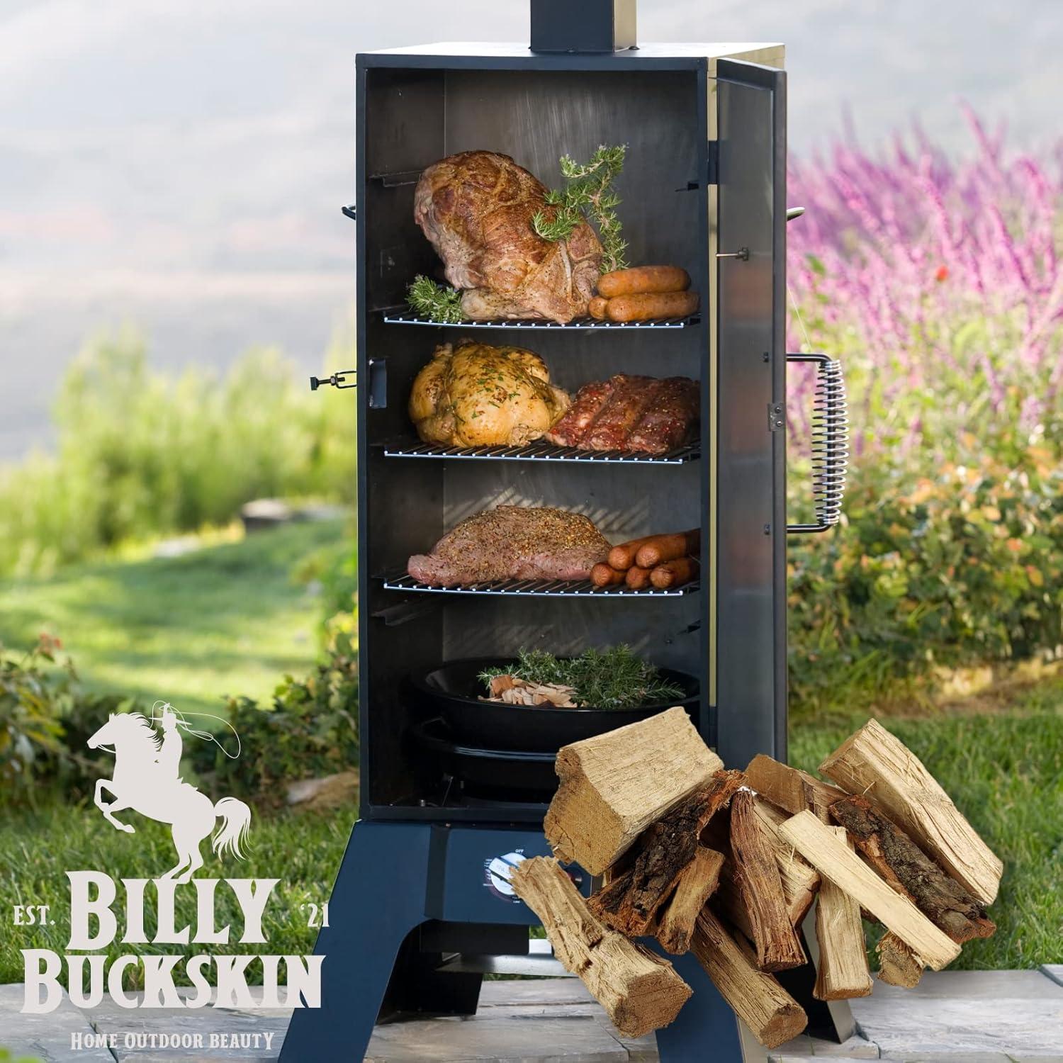 imageVariety Pack Wood Chunks for Smoking Wood Chunks for Smoking Meat 4 Different Flavor Hickory Apple Cherry ampamp Mesquite for Barbecue Grilling by Billy Buckskin Co 4 x 35 Pound Bag