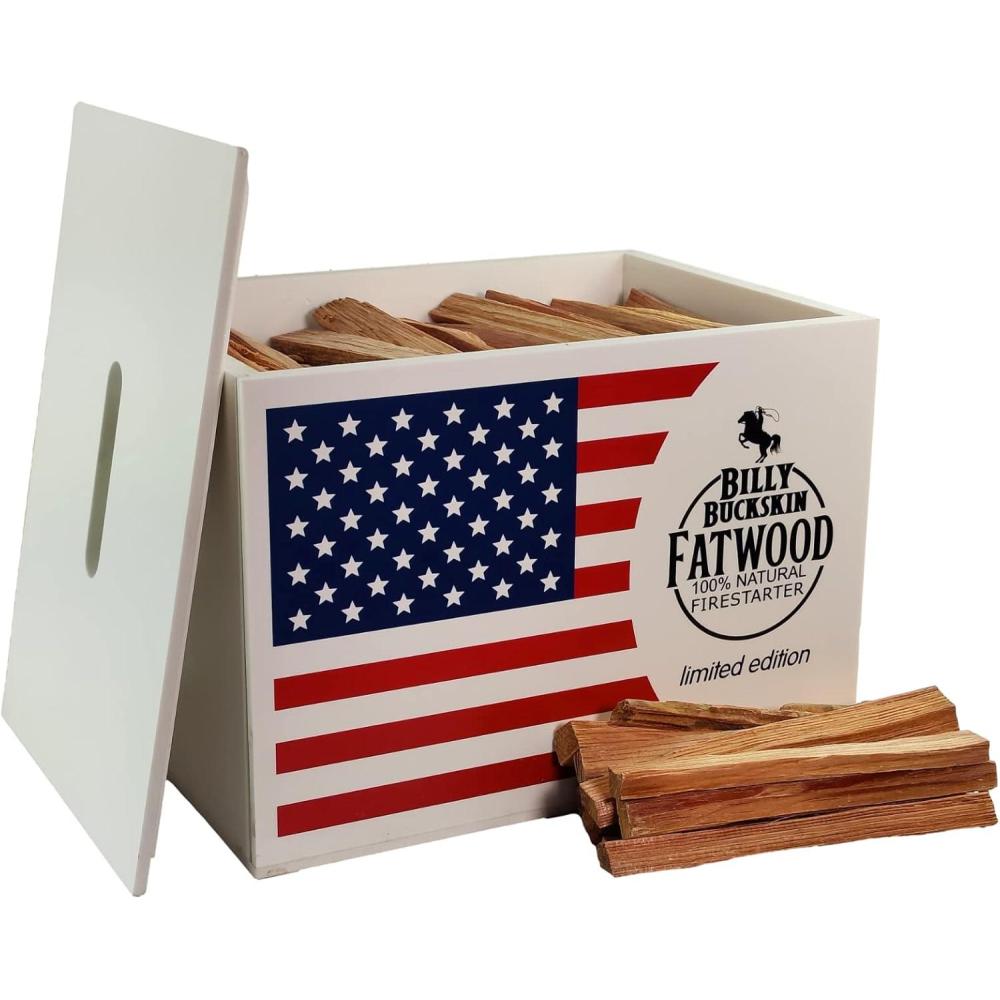 image10 lb Fatwood Gift Box Set  Fire Starter Sticks in a Special Edition USA Flag Storage Box  Perfect Christmas Gift  Start a Fire with just 2 Sticks  Resin Rich Ocote Fatwood  Approx 140 Sticks