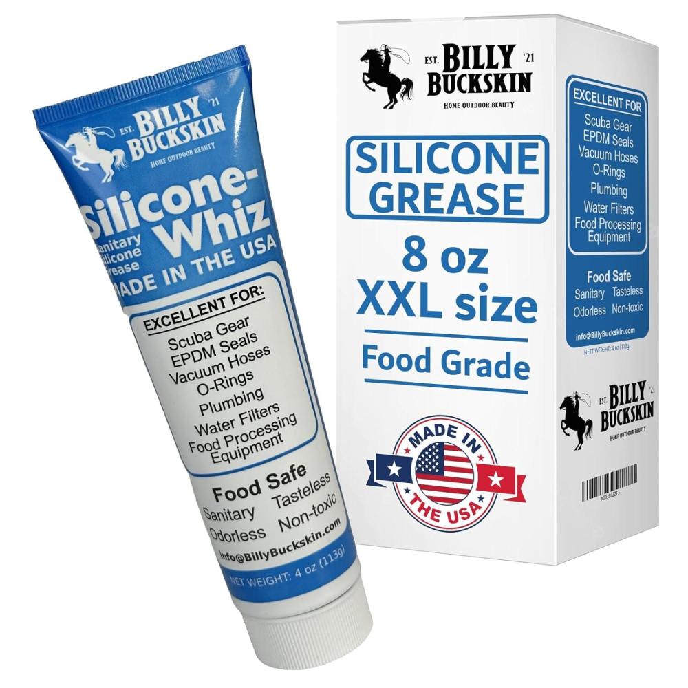 image1oz SiliconeWhiz Food Grade Silicone Grease for O Rings  Lubricate Gasket Mixer Belts Food Processing Equipment  Waterproof Plumbers Grease for Commercial ampamp Domestic Use by Billy Buckskin1 x 8 Oz