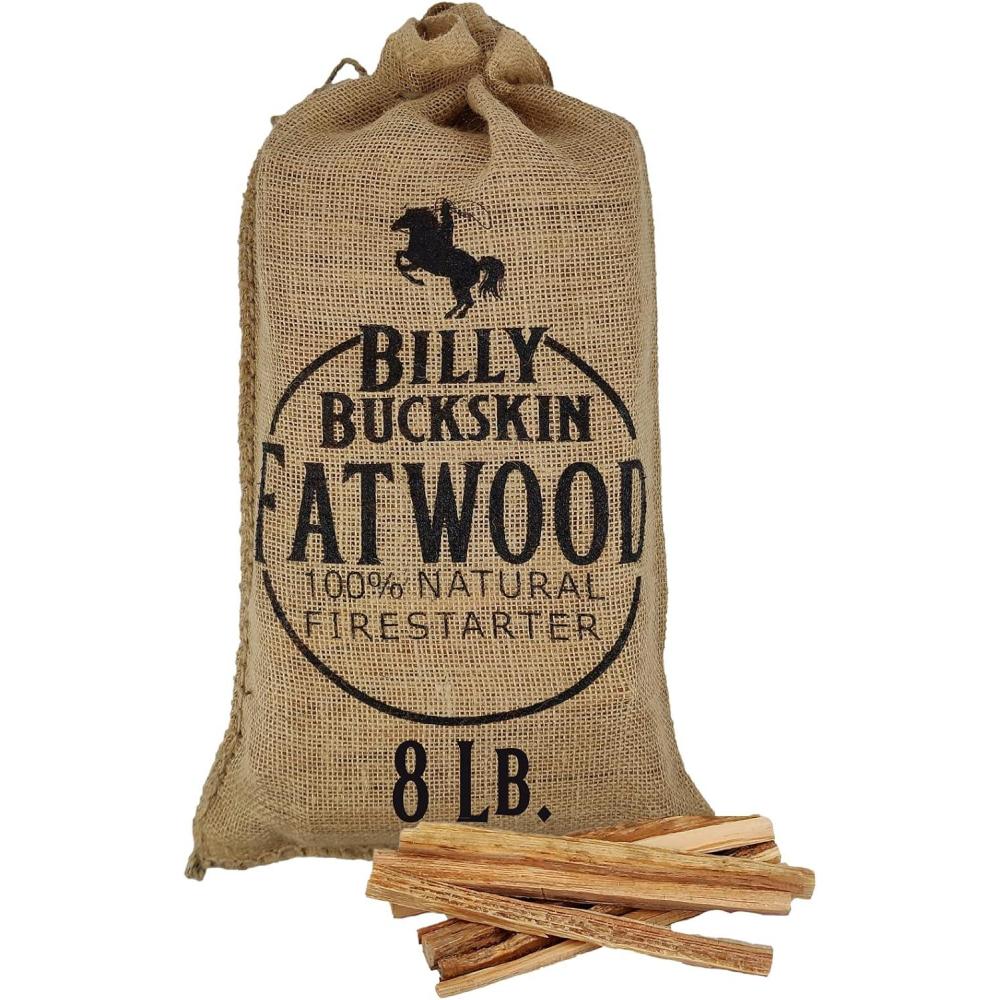 image2lb Burlap Bag of Fatwood Fire Starter Sticks Easy ampamp Safe Fatwood Sticks in a Stylish Jute Bag Start a Fire with Just 2 Pieces Works in Any Weather Conditions 2 Pound Sack by Billy Buckskin8 Lb Bag