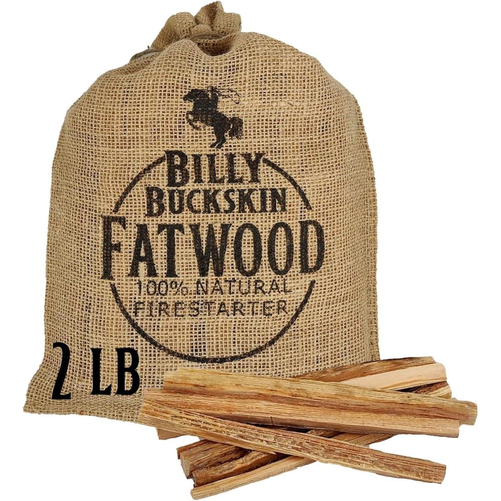 image2lb Burlap Bag of Fatwood Fire Starter Sticks  Easy ampamp Safe Fatwood Sticks in a Stylish Jute Bag  Start a Fire with Just 2 Pieces  Works in Any Weather Conditions  2 Pound Sack by Billy Buckskin2 Lb Bag