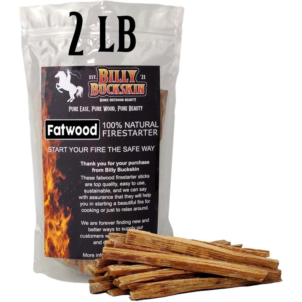 image40lb Fatwood Fire Starter Sticks 100 Natural Fire Starters for Grill Campfire Wood Stoves Bonfires Easy Firestarter wJust 2 Sticks in All Weather Conditions by Billy Buckskin 40lb Box2lb Bag