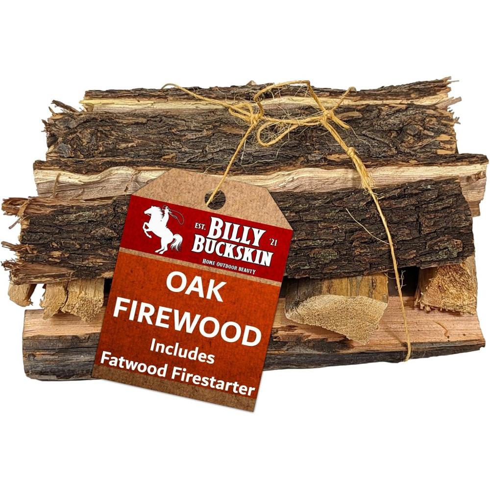 imageBilly Buckskin 18 LB Juniper Firewood Bundle Aromatic ampamp Seasoned Wood Logs with Fatwood Starter Sticks for Fire Pit Campfire Fireplace Wood Stoves and Outdoor GrillingOak Firewood