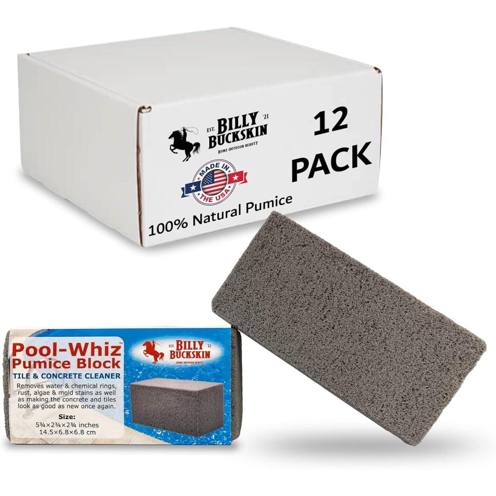 imagePoolWhiz Pumice Block Pool Tile ampamp Concrete Cleaner Pumice Stone for Cleaning Pools Spas ampamp Water Features Pool ampamp Spa Cleaner Pumice Block for Rust Stains Build Up by Billy Buckskin Co Pack of 1Pack of 12
