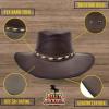 Billy Buckskin Basher Leather Hat | Top Grain Leather Construction | Wide Brim (Large)