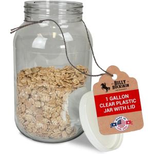 1 Gallon Large Plastic Jars with Lids (2 Pack) – Food Safe & Air Tight – Large Clear Plastic Containers with Lids – Wide Mouth Food Storage Jars – Kitchen & Pantry Organization by Billy Buckskin(1 Pack)