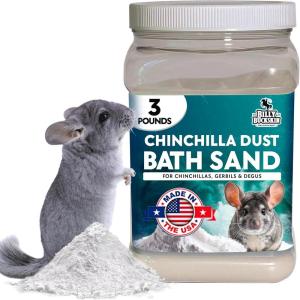 3 LB. Chinchilla Dust Bath Jar – Pure Cleansing Pumice Sand Dust for Cleaning Small Pets Like Gerbils, Mice, Degu – Premium, All Natural Dusting Powder – Chinchilla Accessories by Billy Buckskin(3 Lb.)