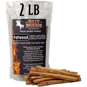 40lb Fatwood Fire Starter Sticks | 100% Natural Fire Starters for Grill, Campfire, Wood Stoves, Bonfires | Easy Firestarter w/Just 2 Sticks in All Weather Conditions by Billy Buckskin (40lb Box)(2lb Bag)