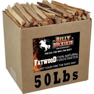 40lb Fatwood Fire Starter Sticks | 100% Natural Fire Starters for Grill, Campfire, Wood Stoves, Bonfires | Easy Firestarter w/Just 2 Sticks in All Weather Conditions by Billy Buckskin (40lb Box)(50 Pounds)