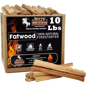 40lb Fatwood Fire Starter Sticks | 100% Natural Fire Starters for Grill, Campfire, Wood Stoves, Bonfires | Easy Firestarter w/Just 2 Sticks in All Weather Conditions by Billy Buckskin (40lb Box)(10lb Box)
