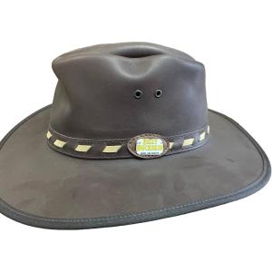 BILLY BUCKSKIN HOME & BEAUTY Suede Leather Hat | Safari Hat with Mesh Sides | Rich Brown