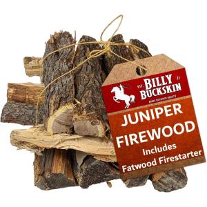 Billy Buckskin 18 LB Juniper Firewood Bundle – Aromatic & Seasoned Wood Logs with Fatwood Starter Sticks for Fire Pit, Campfire, Fireplace, Wood Stoves and Outdoor Grilling(Juniper Firewood)