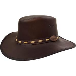 Billy Buckskin Basher Leather Hat | Top Grain Leather Construction | Wide Brim (Large)