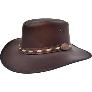 Billy Buckskin Basher Leather Hat | Top Grain Leather Construction | Wide Brim (Medium)
