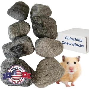Chinchilla Chew Toys, Pumice Chew Blocks, Lava Block for Hamster, Rat, Mice, Degus, Gerbils, Small Animal Toys, Guinea Pigs, Rabbit Toy, Bunny Toy by Billy Buckskin (Pack of 6)Mined in USA(1 Count (Pack of 8))